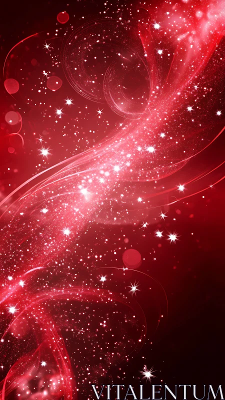Crimson starlight river swirling through cosmic velvet night.