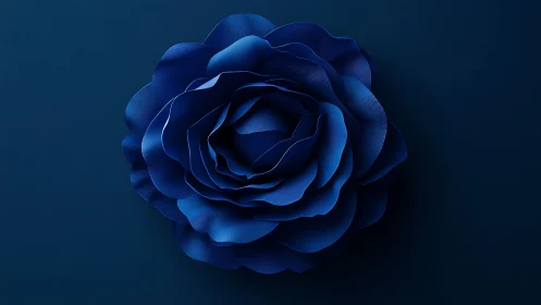 Deep Blue Rose: Layered Petals in Digital 3D Rendering.