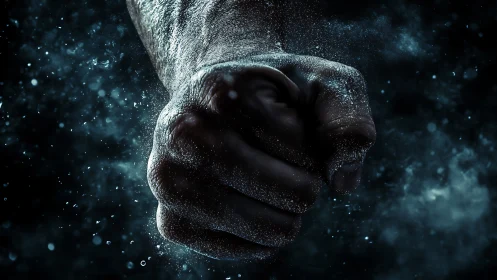 Frost-Kissed Fist: Cosmic Determination Frozen in Time.