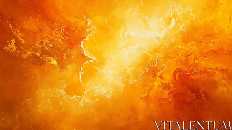 Vibrant Abstract Orange and Yellow Swirl Digital Art Painting.