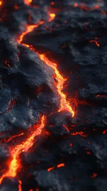 Lava Flow on Cooled Basaltic Surface