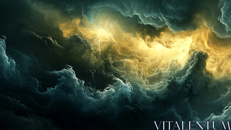 Turbulent luminous nebula with volumetric cloud dynamics.