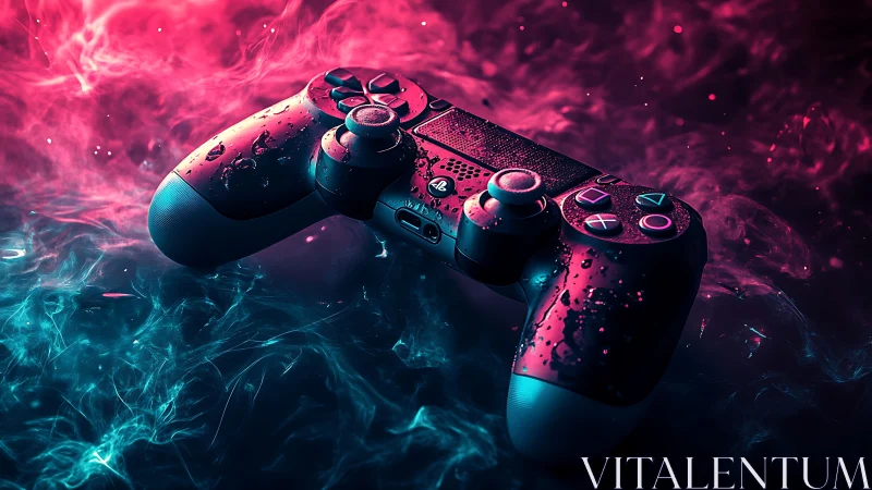 Neon-lit game controller rendered with cyber glow effects