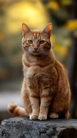 Amber-Eyed Sentinel: The Tabby's Golden Hour Gaze.