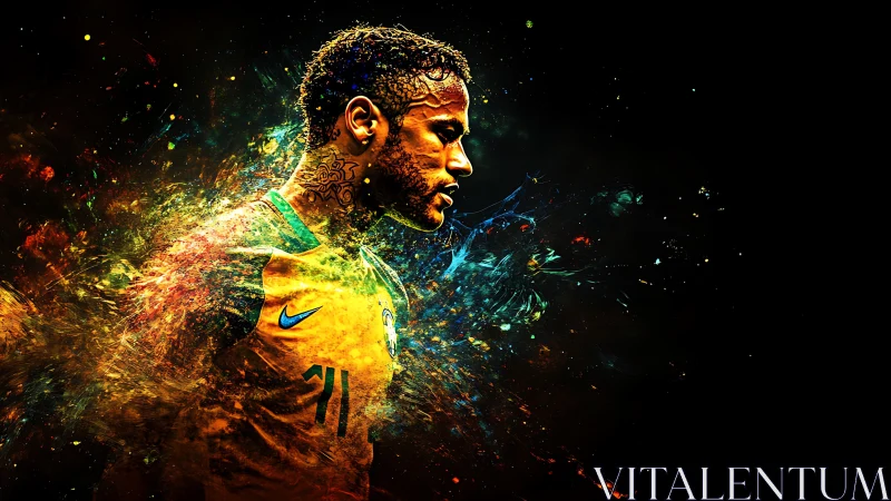 Side profile digital artwork of soccer player in motion.