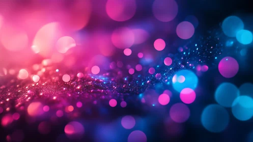 Vibrant Abstract Bokeh Lights in Pink and Blue Tones, Digital Art.