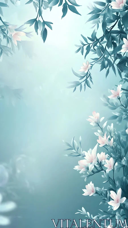 Ethereal Botanical Frame with Soft Floral Borders.