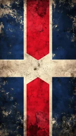 Distressed Icelandic cross flag with central chevron axis