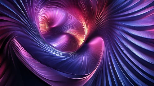 Swirling cosmic ribbons glow in radiant pink, purple and blue light