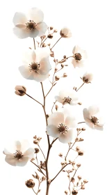 Cream Cosmos Blossom Dance: Delicate Petals on Branching Stems.