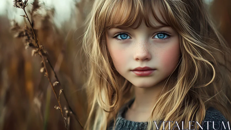 Young Girl with Striking Blue Eyes in Soft Autumn Setting