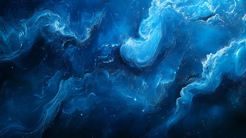 Blue fluid abstract field with swirling textured patterns.