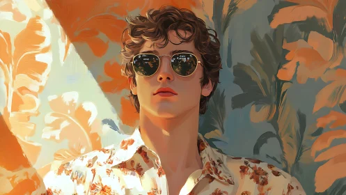 Relaxed summer portrait with cool retro sunglasses.