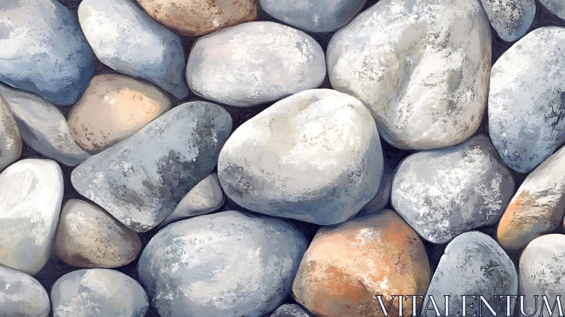 Smooth River Stones Illustration with Realistic Texture.