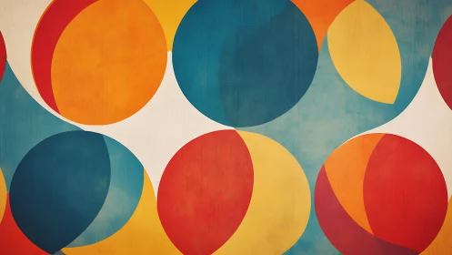 Geometric overlapping circles with retro abstract color field.