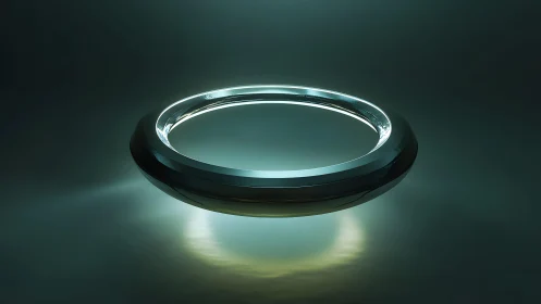 Luminous glass halo floating above a quiet teal abyss.