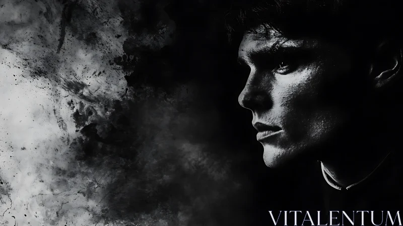 Brooding profile portrait invites reflection in dark contrast