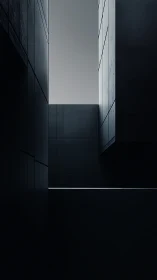 Monolithic dark corridor isolates sky within minimal planes