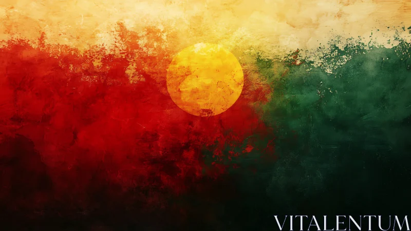 Textured abstract sunset with radial focal composition design.