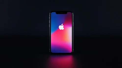 iPhone with Gradient Wallpaper Display.