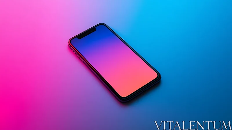 Smartphone with gradient display on colorful background