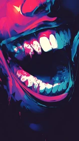 Neon chromatic scream with abstract cyberpunk jawline composition.