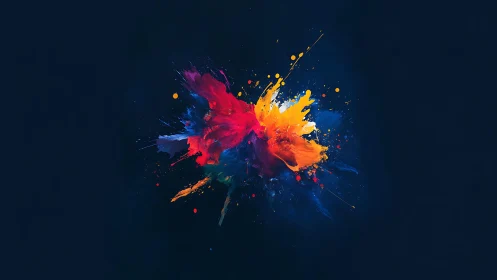 Vibrant Paint Splash Explosion on Dark Background, Abstract Art.