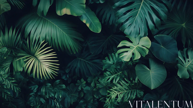 Lush tropical leaves create a cozy emerald jungle embrace