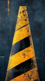 Vertical worn yellow hazard stripe panel on dark surface.