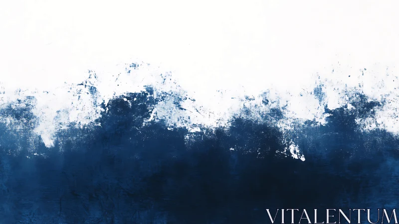 Indigo horizon abstract with textured oceanic brushwork.