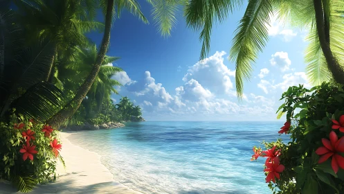 Tropical Escape: Where Palm Trees Frame Paradise.