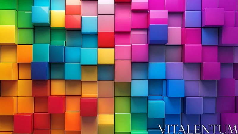 Chromatic 3D cube matrix in seamless gradient composition.