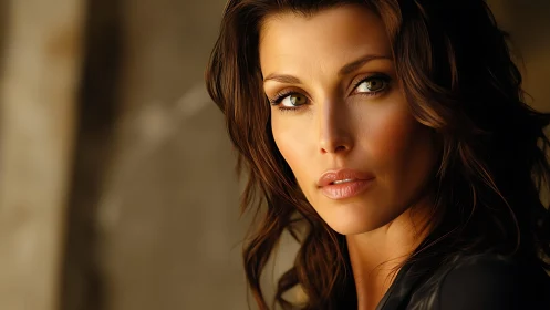 Luminous gaze in amber light, a portrait carved from silence.