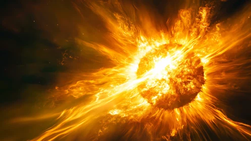 Stellar plasma sphere emitting radiant coronal mass ejection