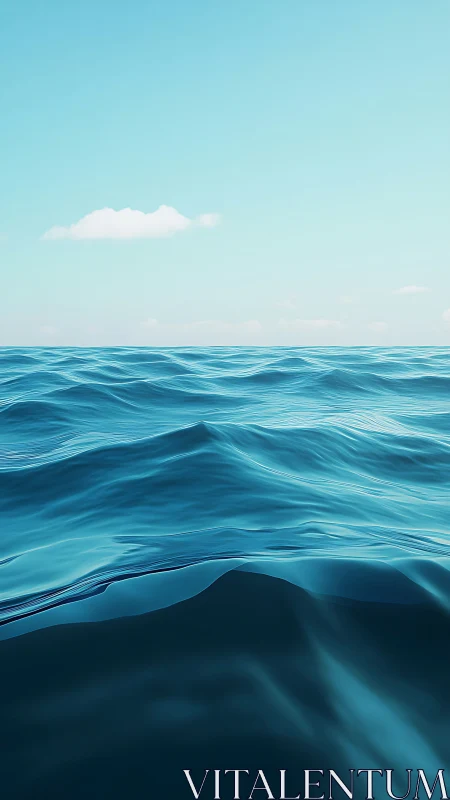 Sky-kissed turquoise swells under a single wandering cloud.