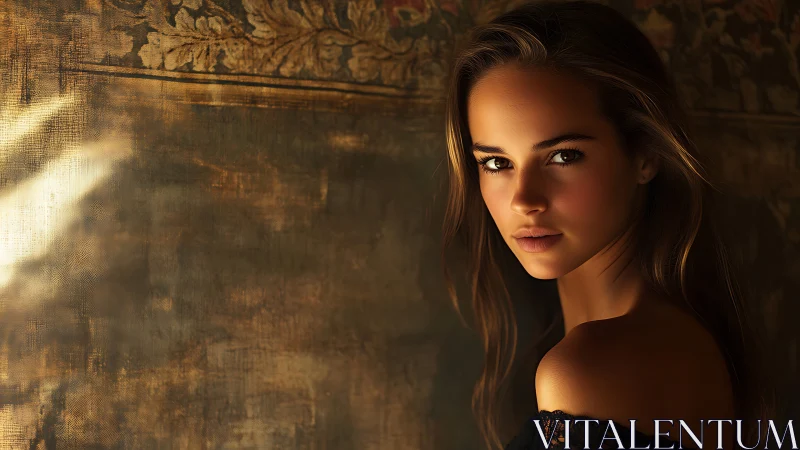 Golden portrait study with dramatic chiaroscuro glow.