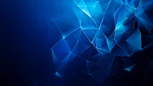 Abstract Blue Polygonal Geometric Background with Futuristic Style.