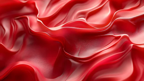 Flowing Red Silk Fabric Abstract Texture with Glossy Finish.