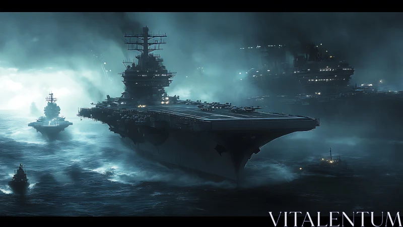 Steel leviathans surge through tempest-churned electric seas