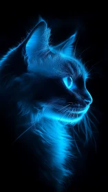 Luminescent Feline Portrait with Neon Glow Effect.
