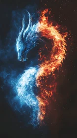 Twin elemental dragons coil in blazing frost and burning storm.