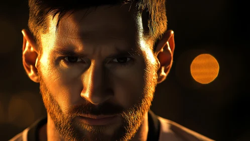 Brooding portrait in molten amber stadium lights. Period.