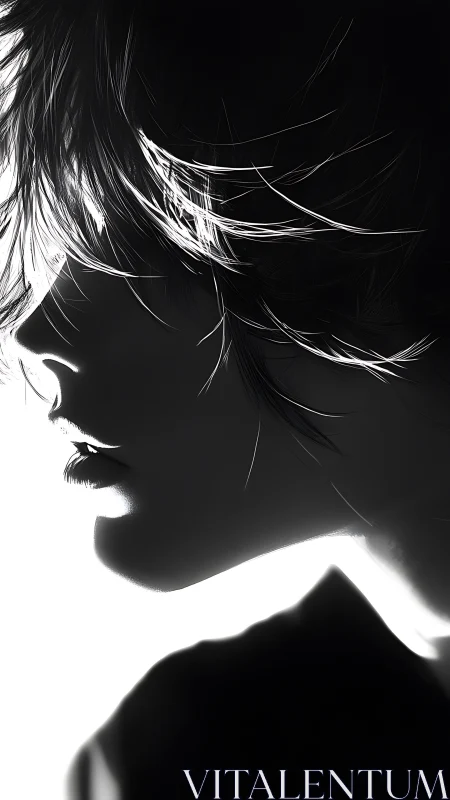 Softly lit profile capturing quiet emotion in gentle light.