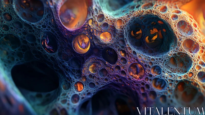 Bioluminescent fractal cells glow in a deep cosmic matrix