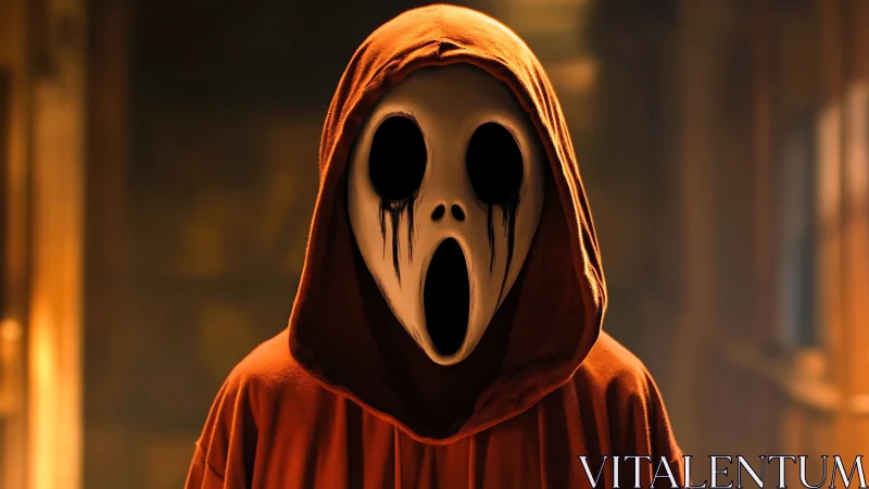 Cloaked spectral mask portrait in cinematic low-key lighting.