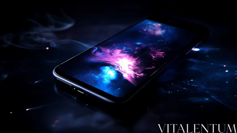 Galaxy in your pocket phone ignites neon cosmic daydreams.