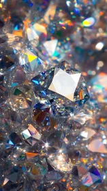 Prismatic diamonds scatter vivid spectral light refractions.