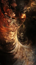 Fractal plasma vortex with filamentary golden turbulence field.