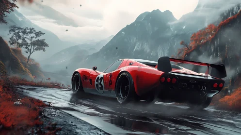 Retro endurance racer powers through misty alpine pass