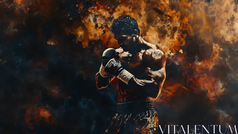 Powerful Boxer Ignites Champion Spirit With Intense Fire